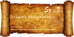 Szigeti Krisztofer névjegykártya